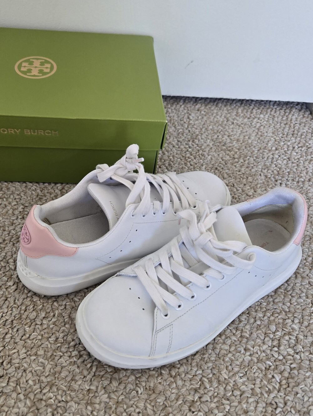 Tory Burch White And Pink Sneakers